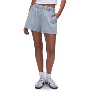 Good American Crystal Embellished Blue Cotton Pull-On Denim Shorts Size 1